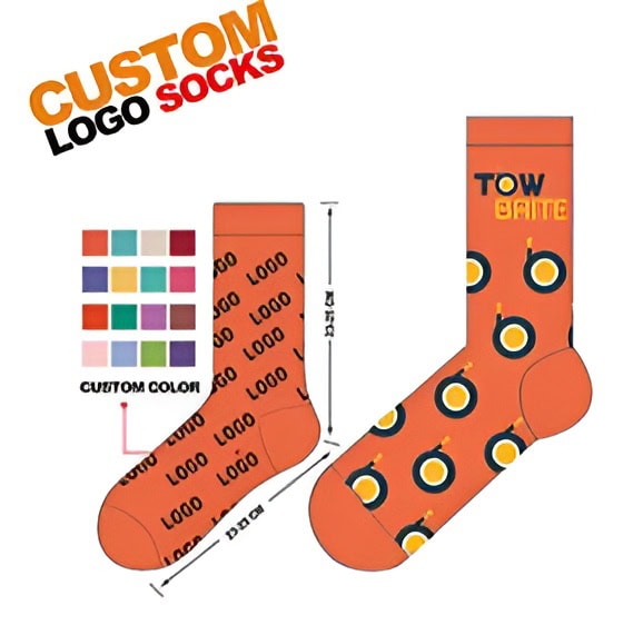 Bright orange sports-themed socks featuring bold black and yellow target logo design, perfect for athletes, sports enthusiasts, and casual wear.