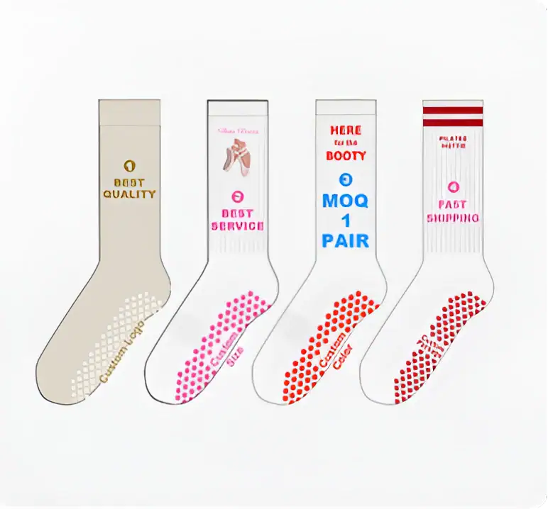 High-quality sock knitting set with four colorful socks featuring fun and playful designs, perfect for knitting, crochet, and craft enthusiasts.