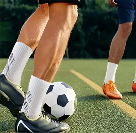High-quality knitted sports socks for soccer players.