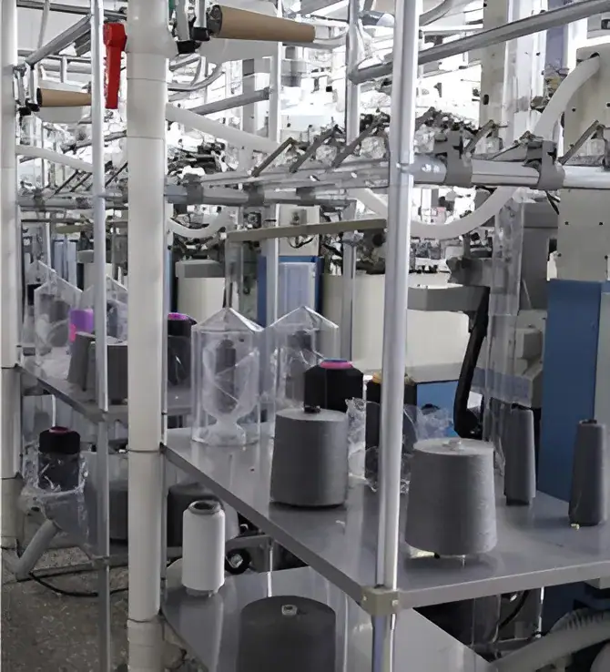 High-tech knitting yarn production equipment for premium quality yarns.