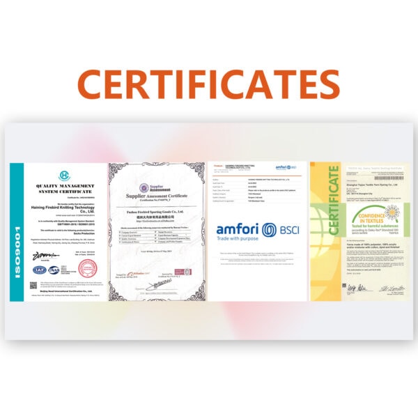 Collection of various certificates including quality management, supplier assessment, and trade certifications for product authenticity and compliance.