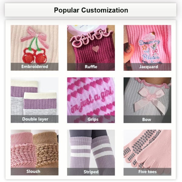Close-up of bamboo compression socks with pink and gray stripes, designed for comfort and support, featuring a soft fabric and stylish pattern.